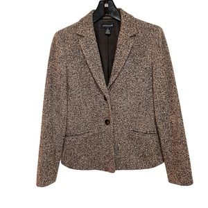 Ann Taylor Brown Tweed Blazer Jacket Size 2